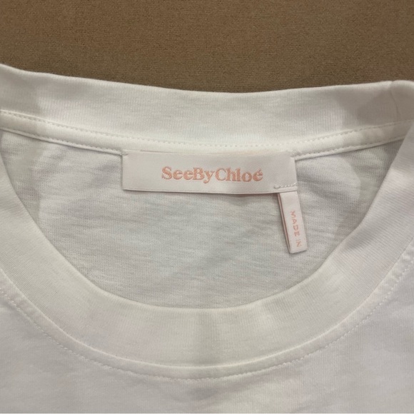 See by Chloe White Ruffle Sleeve Tee Size Small - Picture 5 of 9